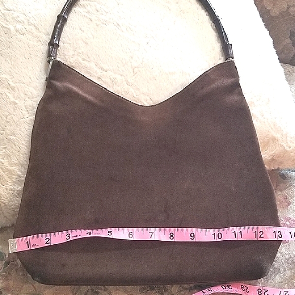 GUCCI SUEDE SHOULDER BAG BROWN SUEDE LEATHER - Picture 13 of 17
